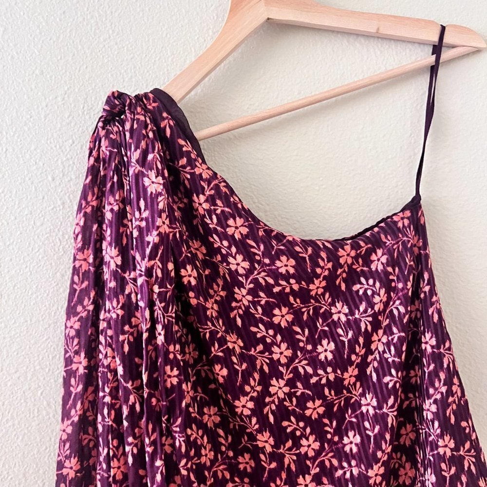 Ulla Johnson Enid Pink Cotton Silk Blend Floral One Shoulder Blouse US 0 - Picture 3 of 6